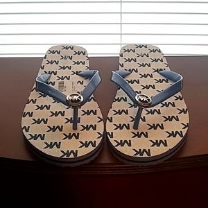 NWOT Michael Kors White/Blue Flip Flops